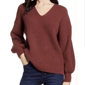 Women's V-Neck Sweater - Brown